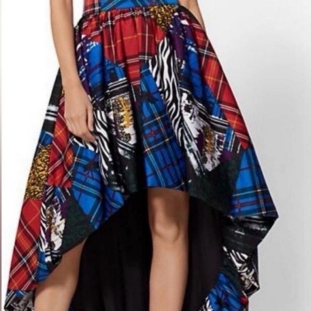 7th avenue (NY and Co) multi plaid Hi low bubble skirt